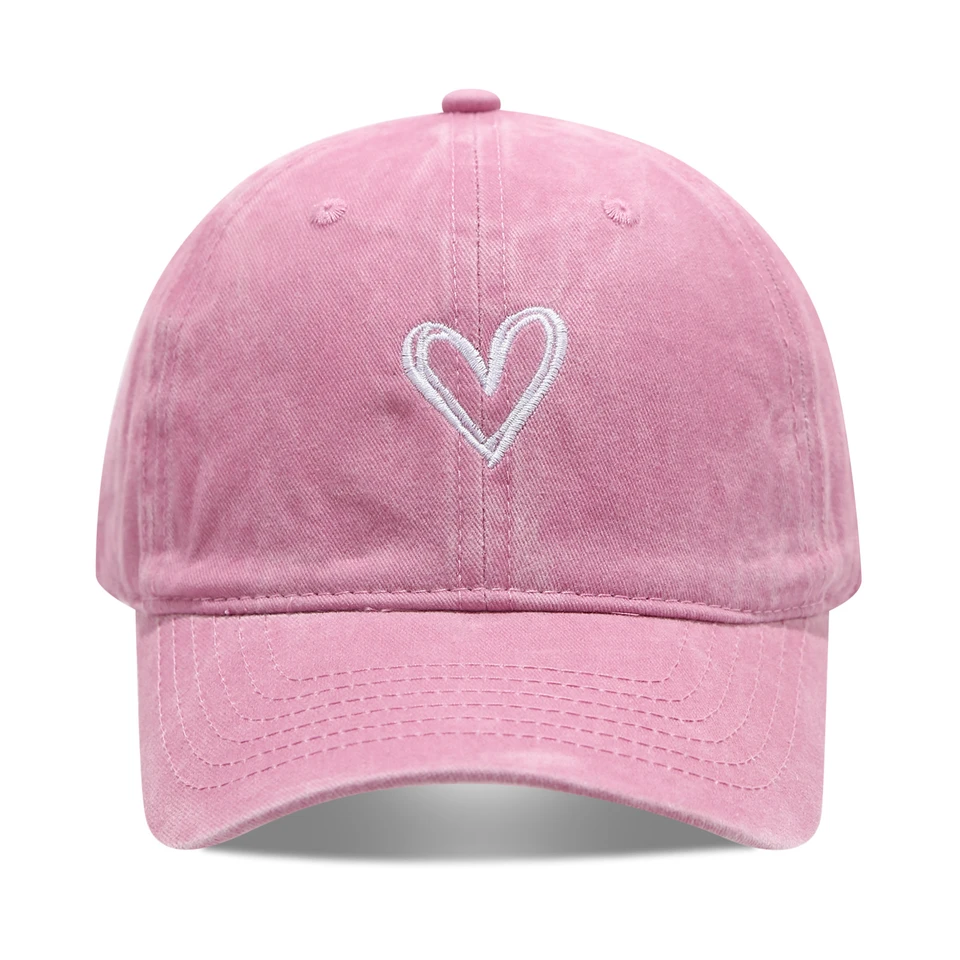 Artistic Small Love Embroidered Soft Top Fashion Cap Women's Summer Outdoor Simple Washed Baseball Cap