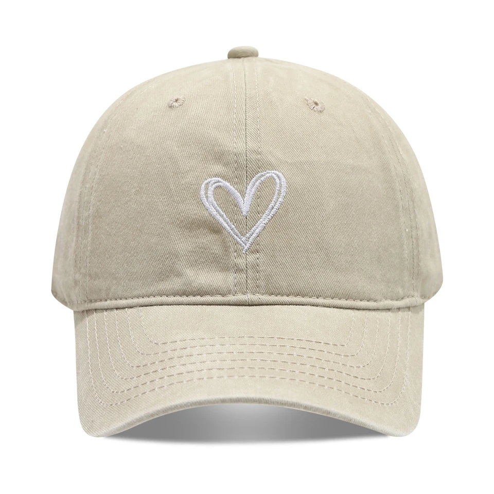 Artistic Small Love Embroidered Soft Top Fashion Cap Women's Summer Outdoor Simple Washed Baseball Cap