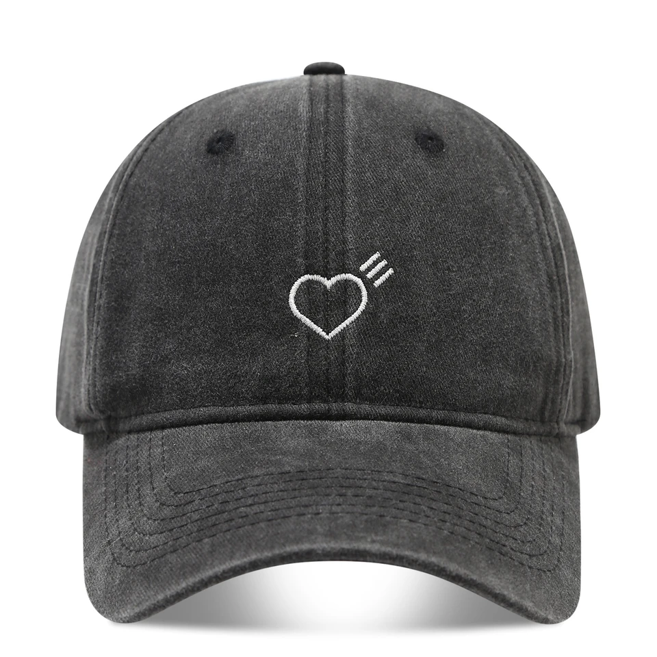 Artistic Small Love Embroidered Soft Top Fashion Cap Women's Summer Outdoor Simple Washed Baseball Cap