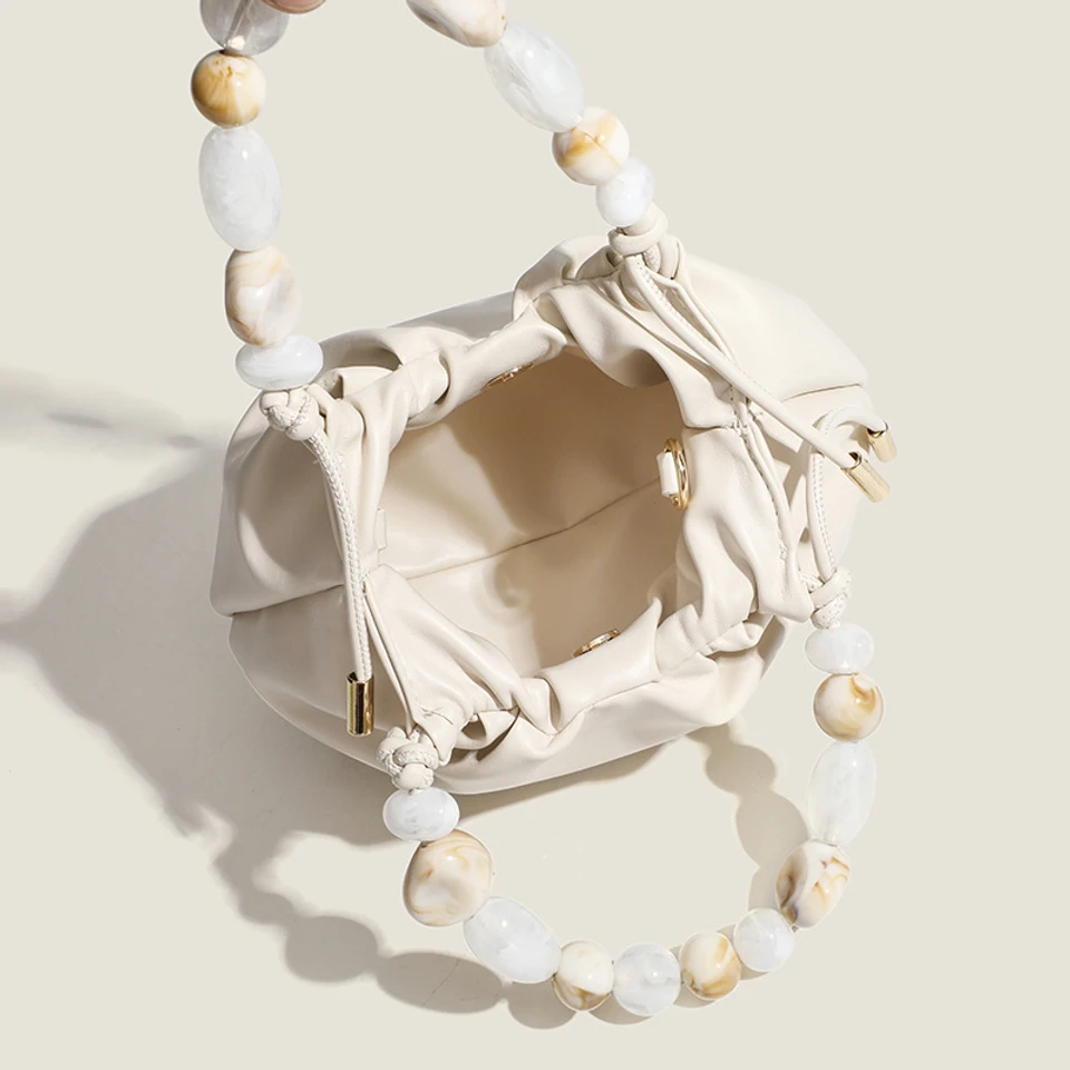 Bucket Bag for Women 2026 New Style Textured Pearl Chain Handbag Cloud Bag Fashion Single Shoulder Crossbody Bag Trendy