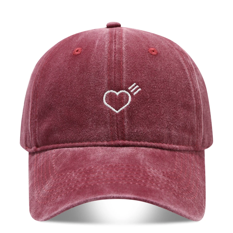 Artistic Small Love Embroidered Soft Top Fashion Cap Women's Summer Outdoor Simple Washed Baseball Cap
