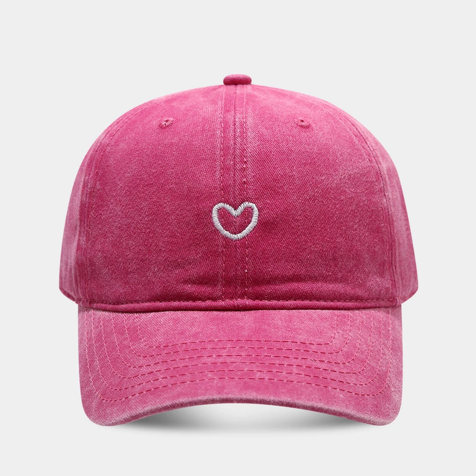 Artistic Small Love Embroidered Soft Top Fashion Cap Women's Summer Outdoor Simple Washed Baseball Cap