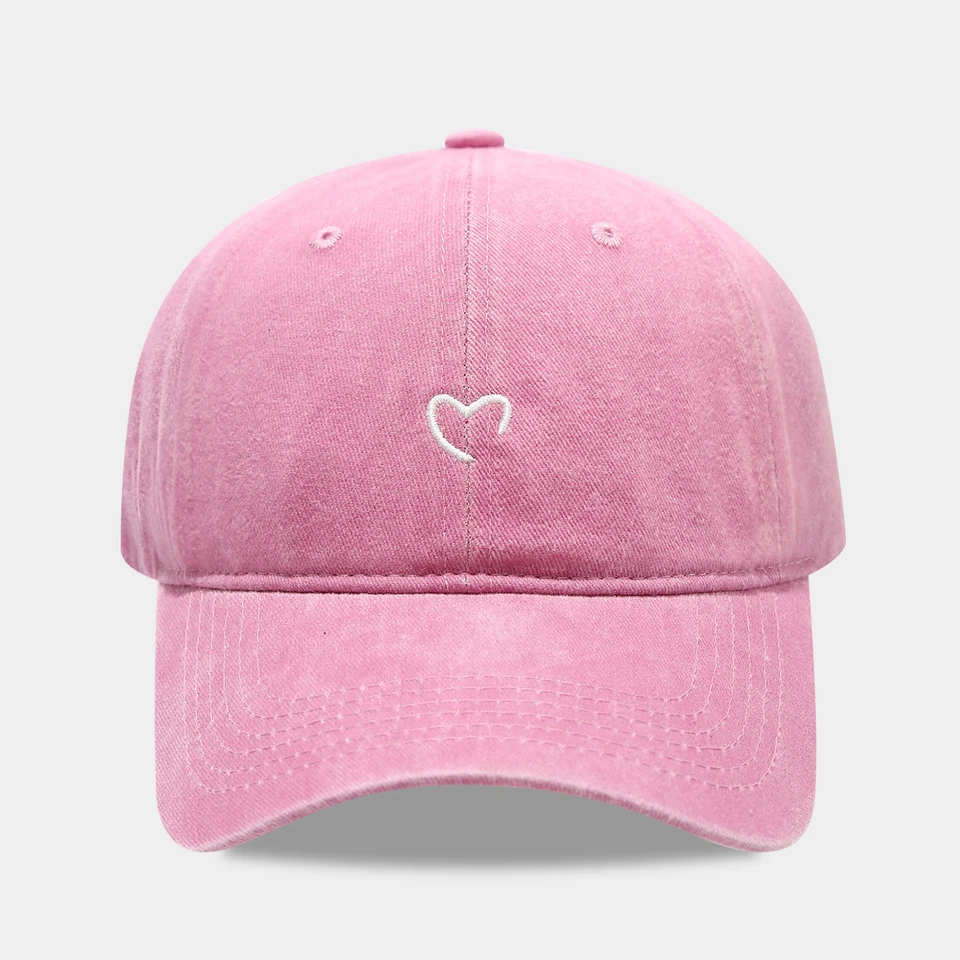 Artistic Small Love Embroidered Soft Top Fashion Cap Women's Summer Outdoor Simple Washed Baseball Cap