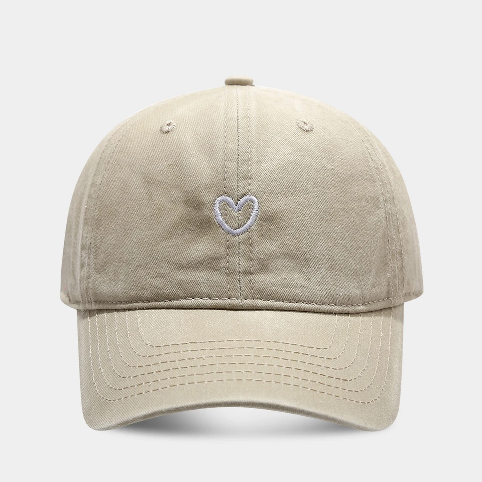Artistic Small Love Embroidered Soft Top Fashion Cap Women's Summer Outdoor Simple Washed Baseball Cap