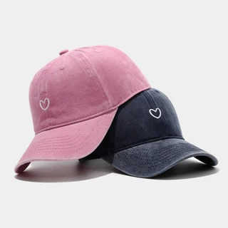 Artistic Small Love Embroidered Soft Top Fashion Cap Women's Summer Outdoor Simple Washed Baseball Cap