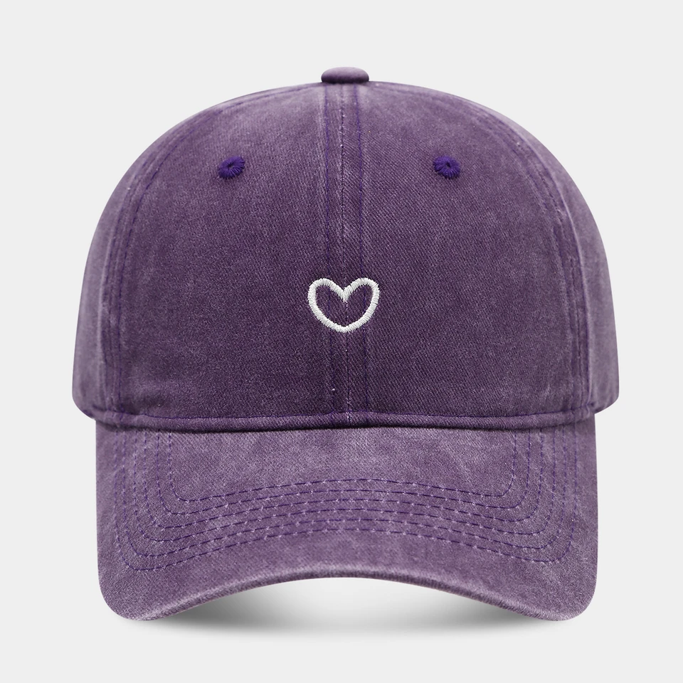 Artistic Small Love Embroidered Soft Top Fashion Cap Women's Summer Outdoor Simple Washed Baseball Cap