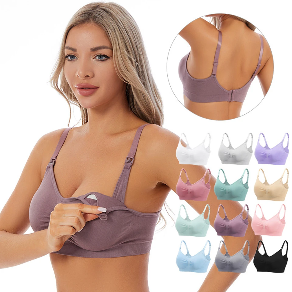 Seamless Maternity Nursing Bra Women's Anti-Sagging Push-Up Postpartum Breastfeeding Pre-Pregnancy Open Button Large Size Bra