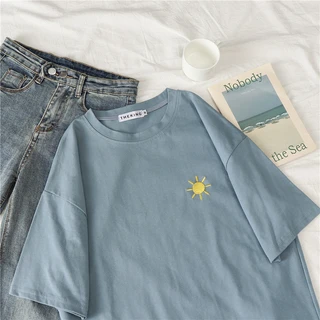 Short-Sleeved T-Shirt Women's Round Neck New Loose Trendy Style Summer Weather Print Bottoming T-Shirt Women's