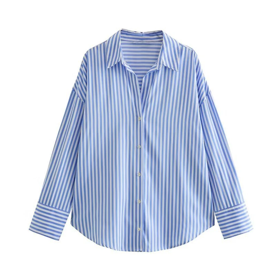 2026 Spring and Summer New Striped Long-Sleeve Shirt for Women, Loose and Versatile, Suitable for Commuting, Stylish Blouse Top