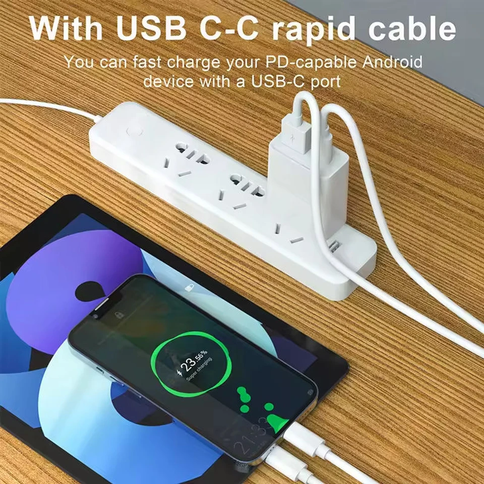 شاحن سريع للهواتف المحمولة، رأس شحن USB، شاحن حائط ثنائي المنافذ من النوع C، شحن سريع 20 واط