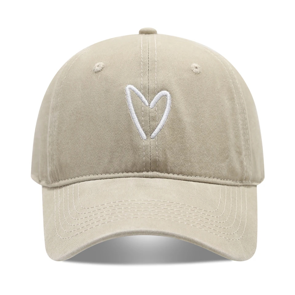 Artistic Small Love Embroidered Soft Top Fashion Cap Women's Summer Outdoor Simple Washed Baseball Cap