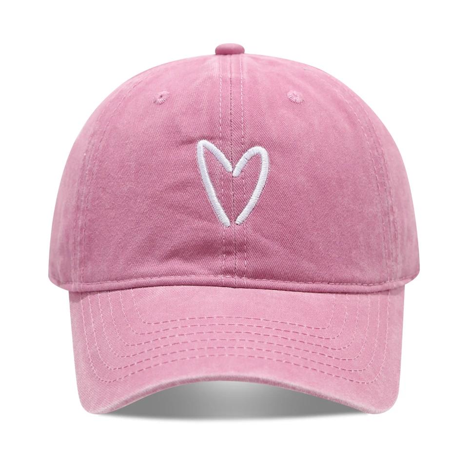 Artistic Small Love Embroidered Soft Top Fashion Cap Women's Summer Outdoor Simple Washed Baseball Cap