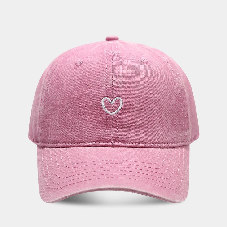 Artistic Small Love Embroidered Soft Top Fashion Cap Women's Summer Outdoor Simple Washed Baseball Cap