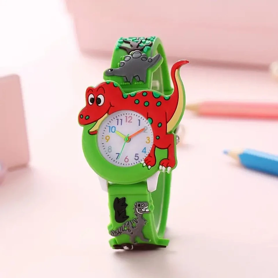 Children's Watch Dinosaur Boys Girls Toddler Silicone Quartz Digital Cute Cartoon Colorful Watch