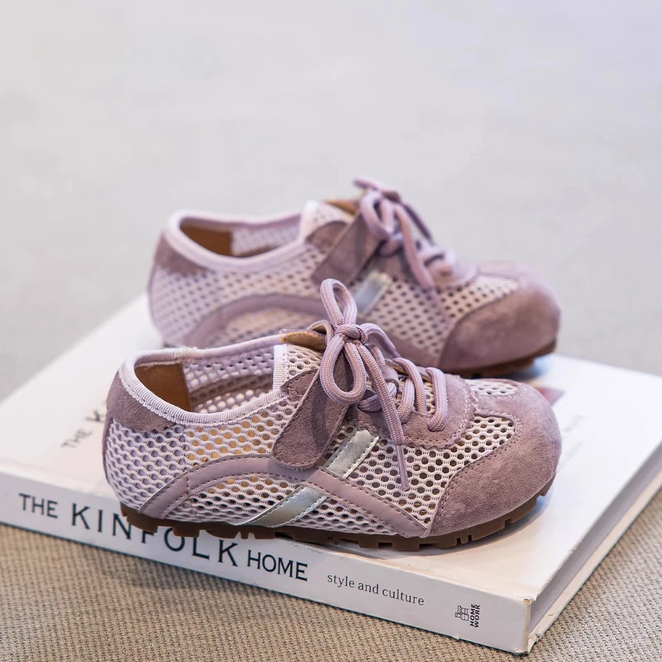 Girls' Sneakers Mesh Breathable Kids' Moral Training Shoes Summer Baby Girl Single Mesh Sports Shoes