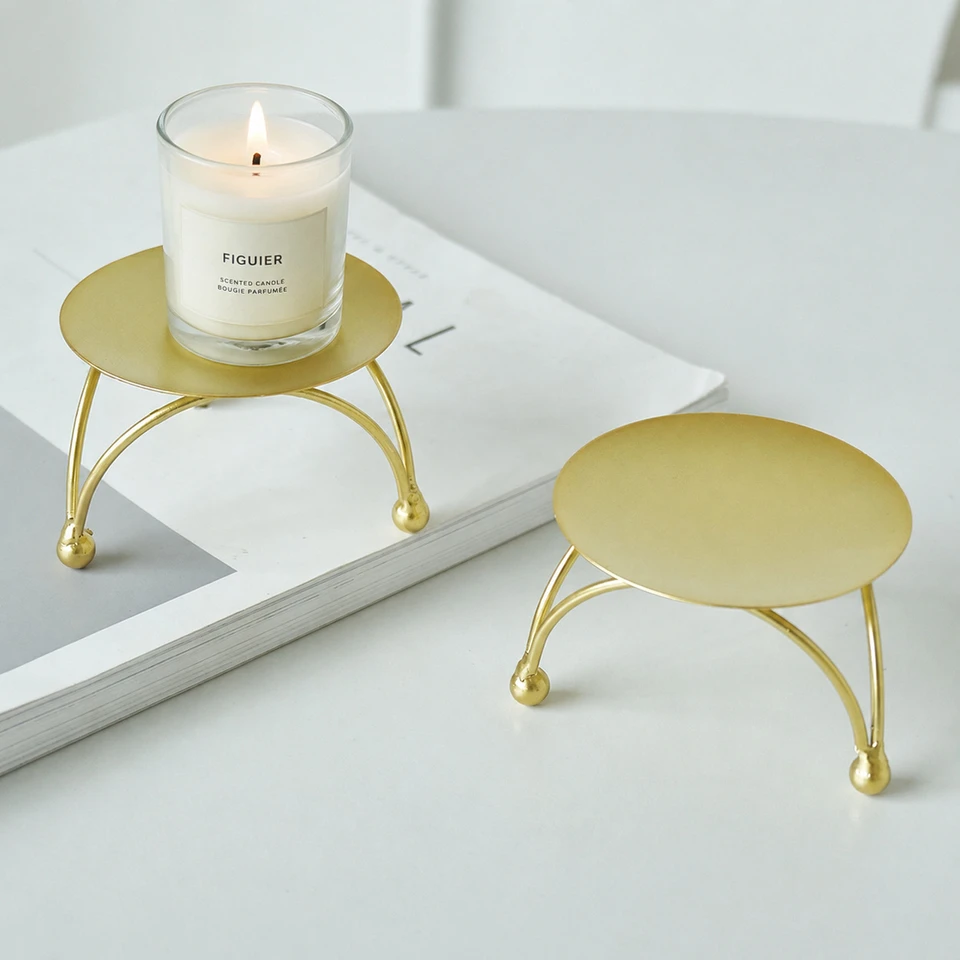 European-Style Metal Candle Holder Base Aromatherapy Tray Home Decoration Ornament High-End Iron Art Candle Hold
