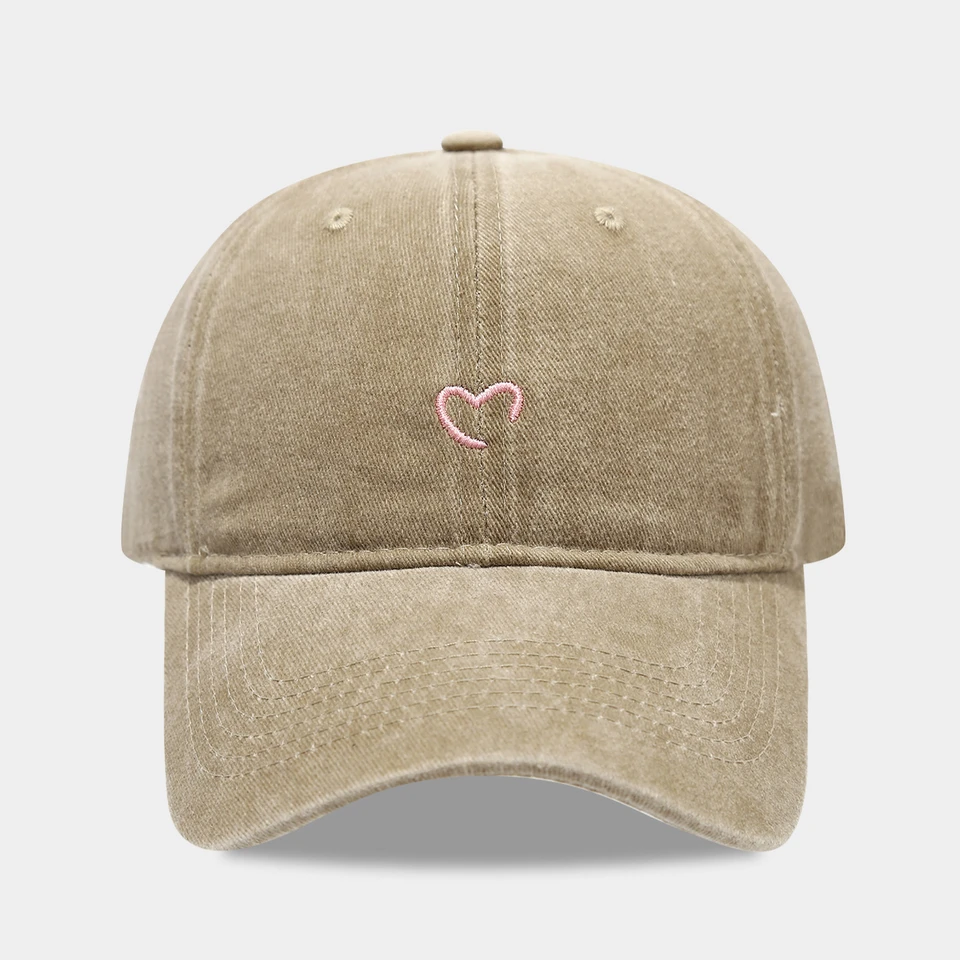 Artistic Small Love Embroidered Soft Top Fashion Cap Women's Summer Outdoor Simple Washed Baseball Cap